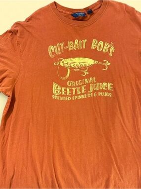 Roundtree & Yorke | "Cut-Bait Bob's" Orange Short-Sleeve Graphic Tee | XL
